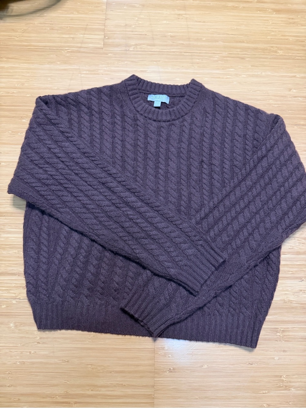 J. Crew Women's Cable-Knit Cashmere Crewneck Sweater - Dark Brown - Picture 2 of 4